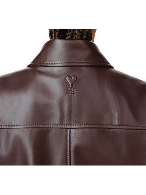 Giacca in pelle d'agnello liscia. Ami Paris | FJK850.LH0068A235 DARKCHERRY